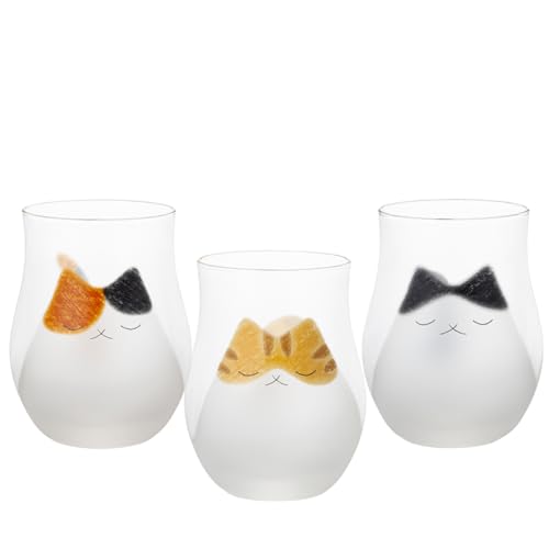 わたしの家族 猫グラス (親) 3個セット (ミケ・トラ・ブチ)|三毛猫 ミケネコ みけねこ トラ猫 トラネコ とらねこ ぶち猫 ブチネコ ぶちねこ 猫 ネコ ねこ 動物 かわいい コップ タンブラー グラス 食器 アデリア 石塚硝子 [0773]