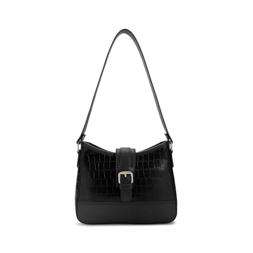 Image of Fastrack Cherry on Top Shoulder Bag for Women, Medium Size with Buckle Lock, Top Zip Closure and Inner Access Pockets, Trendy Croco-Textured Everyday Shoulder Bag