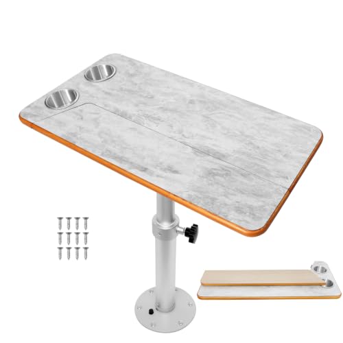Mesa de comedor para RV con sobre efecto mármol y acabados premium de aluminio 2