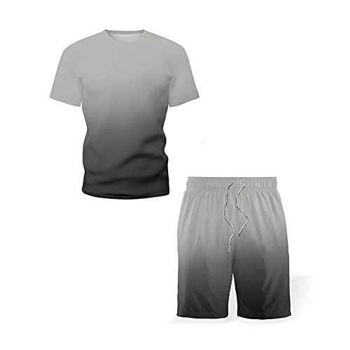 Ensemble t-shirt short homme respirant et imprimé à la mode YangRy noir taille XXL