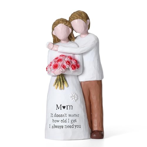 Figura decorativa madre e hijo en resina pintada a mano miniatura 2