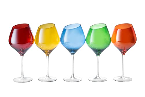 The Wine Savant Slanted Rim Wine Glasses Set of 5