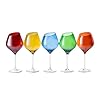 The wine savant slanted rim colored wine glasses set of 5 stylish and slant rim wine glasses for gift multicolor set for anniversary white or red wine cabernet bordeaux 20 oz  urban country home decor