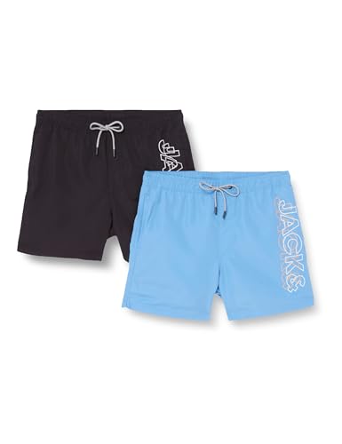JACK & JONES Jpstfiji Jjswim Double Logo 2pk MP Bañador Corto, Negro, M (Pack de 2) Hombres