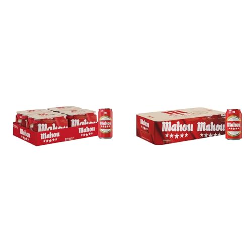 Mahou 5 Estrellas Cerveza Especial Dorada Lager, 5,5% Volumen de Alcohol, Pack de 24 Latas x 25 cl + Mahou 5 Estrellas Cerveza Especial Dorada Lager, Pack de 28 Latas x 33 cl, 5.5% Volumen de Alcohol