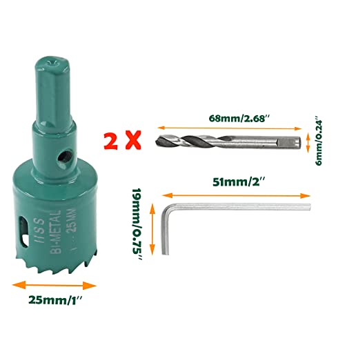Image of 1 Inch Hole Saw with Arbor, 25mm Hole Saw HSS Bi-Metal Hole Cutter Smoothly Cutting in Cornhole Boards, Plastic, Wood, Fiberboard, Drywall
