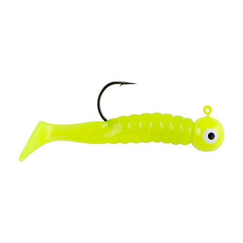 Johnson Swimming Paddle Tail Fishing Bait, Chartreuse, 1/4 oz/ 2-1/8"