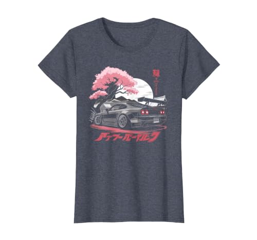 Japanese Car Tshirt Men JDM Japan Street Racing Streetwear T-Shirt, Women, Heather Blue, X-Large