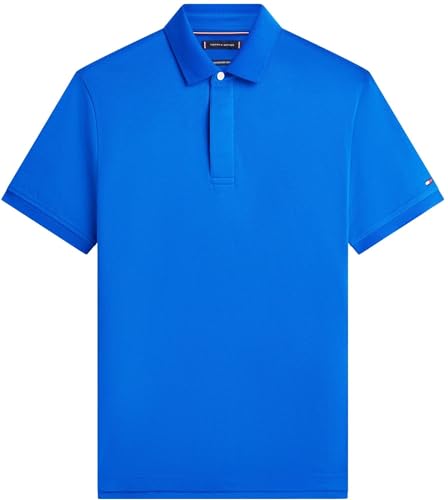 Tommy Hilfiger Herren Poloshirt Kurzarm Hidden Placket mit Knopfleiste, Blau (Regal Blue), M – Ansicht 6