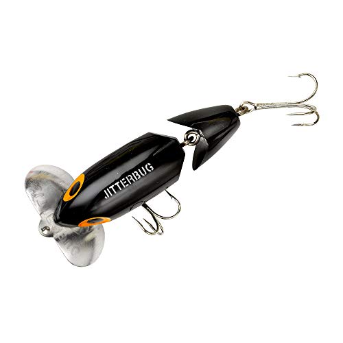 Arbogast Jointed Clicker Jitterbug Topwater Bass Fishing Lure, Excellent for Night Fishing, Black, 3 1/2", 5/8 oz - Thumbnail 2
