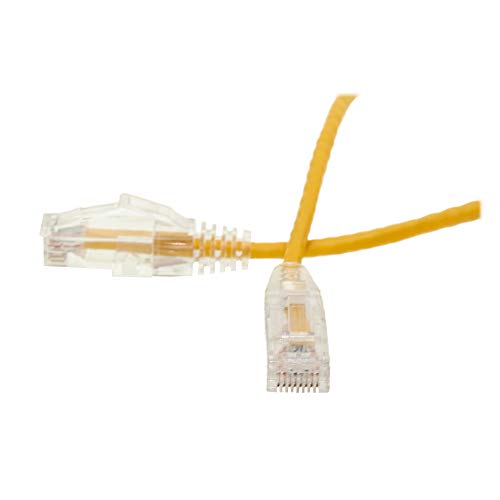 CableWholesale Cat6 Slim Ethernet Patch Cable, 28AWG, ETL Approved, RJ45 Gold Plate Connector Snagless/Boot Unshielded Twisted Pair (UTP), Internet Network Patch Cable, Yellow, 20 Foot