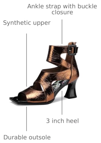 Image of Chunky Gladiator Sandals for Women Summer Peep Toe Stylish Sexy Shoes Dressy Comfortable Strappy High Heels Elegantes Sparkly Buckle Wedge Ladies Formal 3 Inch Pumps
