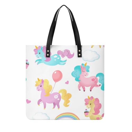 Tote bag licorne femme grand format - Sac à main tissu pour cours et voyage