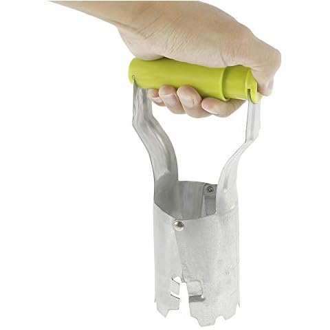 ODOMY Bulb Transplanter,Tools Bulb Planter,hand Held Garden Bulb Planter with Spring Handle, Iron Galvanized Hole Maker, Automatic Digging, Bulb Planter Kit for Planting Cover
