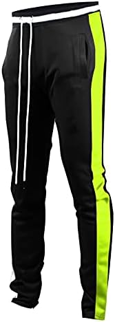 SCREENSHOTBRAND-S41700 Mens Hip Hop Premium Slim Fit Track Pants - Athletic Jogger Bottom with Side Taping-BK/NE-Medium