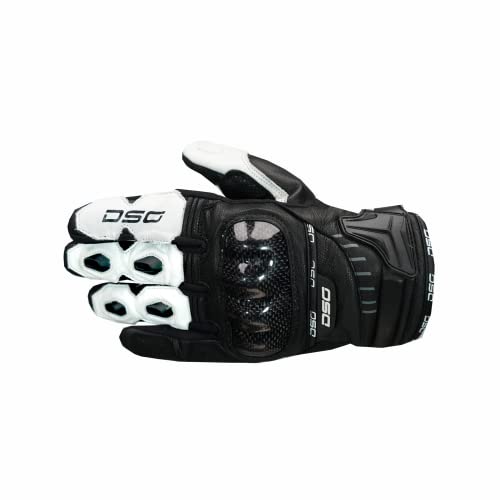 DSG CARBON X GLOVE (COLOR - BLACK WHITE) (SIZE - X LARGE) - MOTORCYCLE RIDING SHORT LEATHER GLOVE