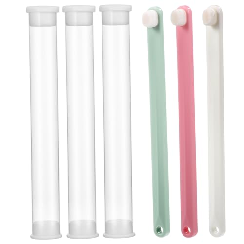 Healifty 3pcs Soft Bristles Pet Toothbrushes Kit for Dogs Cats and Rabbits Small Micro Head Oral Care Brushes with Handles for Gentle Cleaning