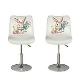Kxyudcn Butterfly Stretch Easter Counter Chair Covers Set of 2 with Elastic Bottom for Kitchen Counter Bunny Thick Bar Stool Seat Covers with Backs for Holiday Wedding Party Banquet