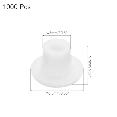 Image of MECCANIXITY 1000pcs Plastic Hole Plugs, 5mm (3 /16 Inch) White Screw Caps Cover Snap in Locking Round Button Top Shelf Plugs for Cabinet Cupboard Bookcase License Plate Furniture