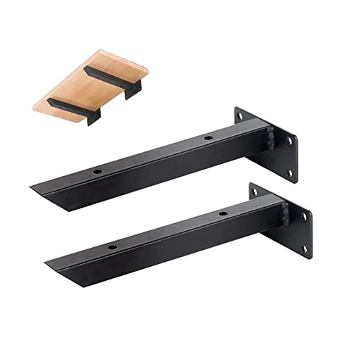 2Pcs Soportes para Estantes Soporte Estanterías, Soporte Flotante Metalicas Industrial Ocultos para Escuadras Baldas de Hierro Pared Montaje, para Baño Cocina Garaje (25cm/9.8in,Oblique)