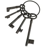 QWORK 8" Vintage Cast Iron Skeleton Key Ring Set - Authentic Antique Style Keys for Pirate & Wild West Themes, Decorative Home & Halloween DΓ©cor