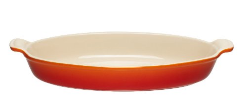 Le Creuset PG0400-242Heritage Stoneware Oval Au Gratin Dish, 1-Quart, Flame