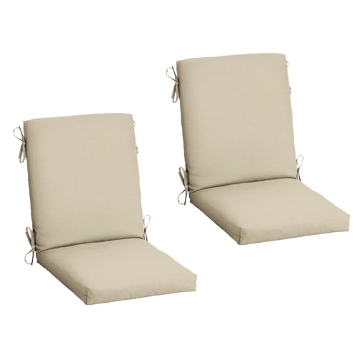Image of Arden 2-Pack Patio Dining Outdoor Chair Cushions, 20x44, Rain-Proof Seat Pad, Fade-Resistant Outdoor Cushion Tan Leala