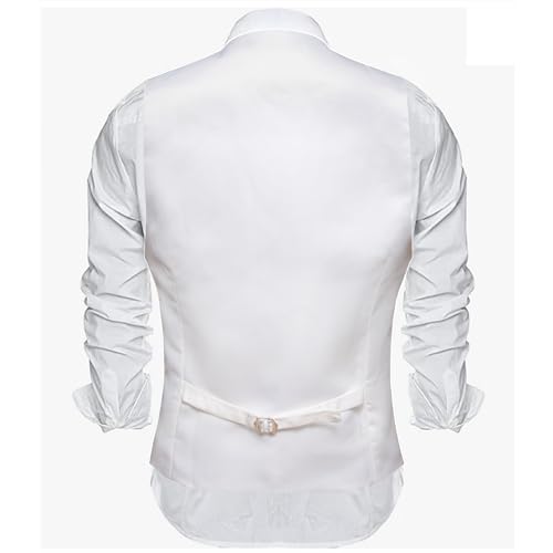 Image of Barry.Wang Vest for Men Business /Leisure Dress Suit Vests V-neck 2 Pockets Wedding Party Tuxedo Satin Waistcoat