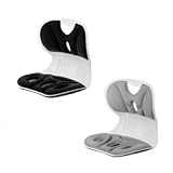 Heavy Duty Ergonomic Chair with Back and Lumbar Support Posture Correction Cushion for Lower Back Pain Fabric Cushions Compact Seat for Home Office and Car Comfortable Design, Black (Large)