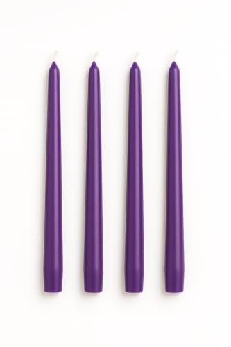 Dinil Purple Taper Candles - 10 Inch Unscented Dripless Smokeless Candlesticks Set of 4 | Perfect for Fall Halloween Thanksgiving Dinner Wedding and Party Decoration