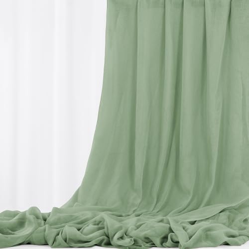Tissu d'étamine en Gaze de Mariage Vert Sauge 9,2 m x 90 cm, Drapage d'arc de Plafond, Chemin de Table, étamine Bricolage pour Chaise, Ceinture, Serviettes,...