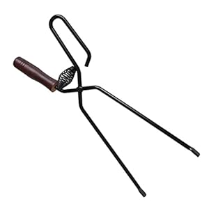 Outdoor barbecue carbon clip, massief houten handvat, ingebouwde veer kan automatisch worden hersteld, geschikt voor outdoor camping picknick barbecue