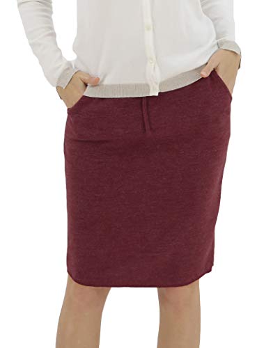 Benancy Women's High Waist Stretch Pencil Skirt With Pockets Burgandy Xl #TOP3