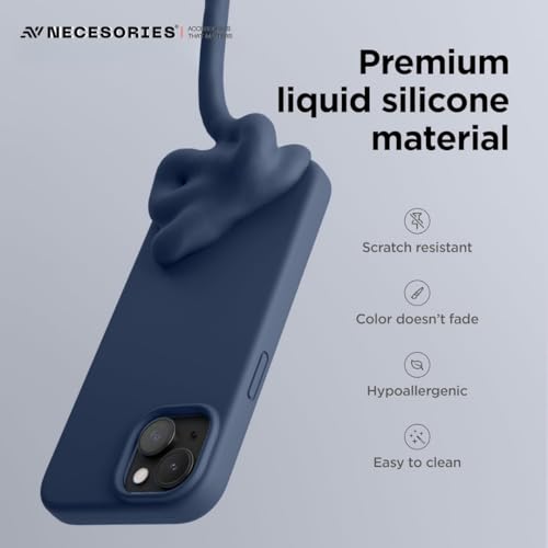 Image of Liquid Silicone Case Compatible for iPhone 15 Dark Blue | Slim Back Cover | Soft Touch Bumper | Shockproof Drop Protection | Microfiber Cloth Inside | Sleek Solid Design