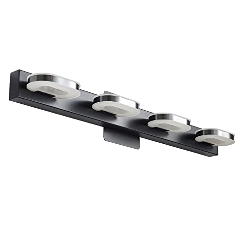 Myhaptim Modern Led 4 Lights Vanity Light For Bathroom Modern Vanity Light Fixture Wall Sconce 26 Inch Natural White Light (Black) #TOP19