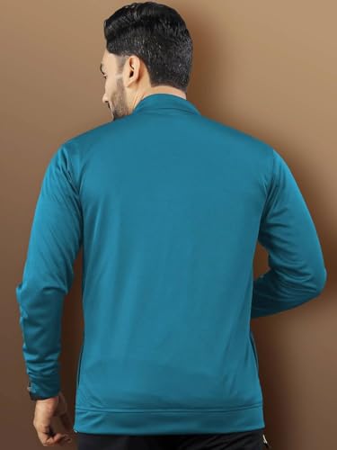 Image of Casual Jackets For Men's Solid Wind Cheater Jacket With Zipper Ribbed Waist And Ribbed Wrist Cuffs For Perfect Fit Casual And Sports Jacket