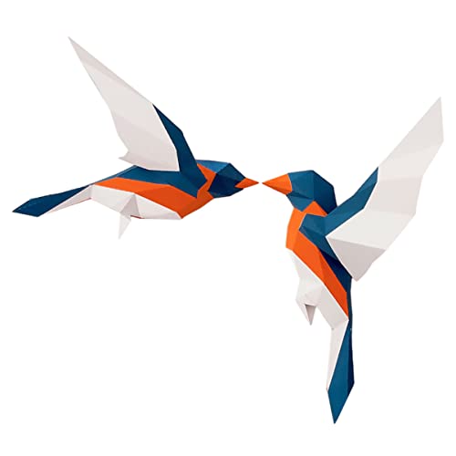 NOLITOY Cadeaux Oiseau Autocollant Maison Origami Mariage Sculpture Mur Monté Pelouse Mural Stéréoscopique D Décoration Murale Figurine Art Hirondelles Ornement Décorations Modèle Cover