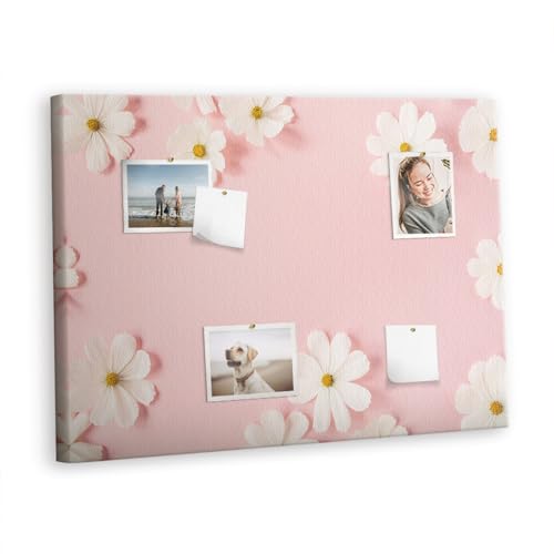 Tableau liège métallique aux motifs de fleurs de camomille marguerite durable
