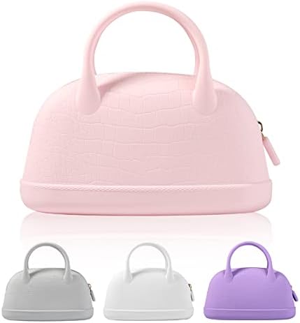 Silicone Makeup Pouch Case for Women : Cosmetic Bags for Travel Fashionable Shell Handbag for Girls Lightweight and Soft (pink) 1 Silicone Makeup Pouch Case for Women : Cosmetic Bags for Travel Fashionable Shell Handbag for Girls Lightweight and Soft (pink)