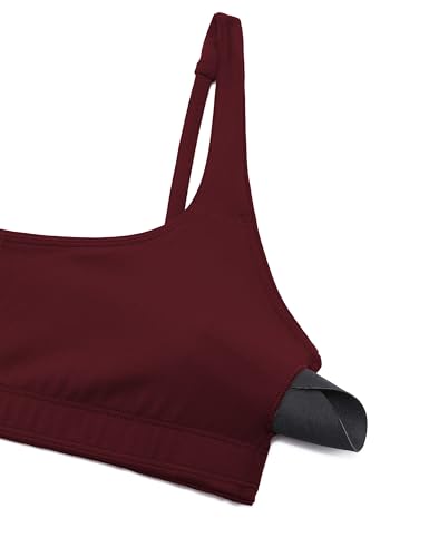 Image of CRZ YOGA Butterluxe Square Neck Sports Bras | Light Support, Removable Pads, Yoga, Extremely Soft, Low Coverage, Adjustable Spaghetti Straps, for Women