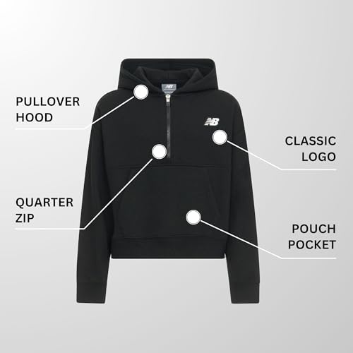 New Balance Girls Quarter Zip Up Hoodie – Soft Cotton Blended Fleece Active Youth Pullover Sweatshirt, Lined Hood4