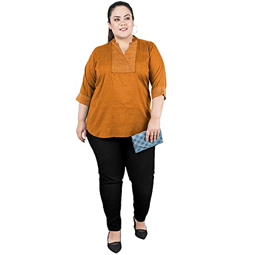 Image of Indietoga Women's Plus Size Embroidered Cotton Linen Tunic Tops (2XL to 10XL)