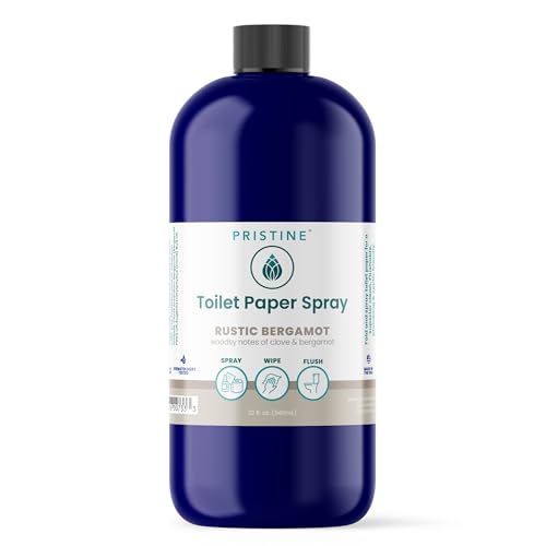 Image of PRISTINE Toilet Paper Spray Instead of Wipes and Bidets - Like Foam Alternative and Gel Alternatives to Wipes, is a Refreshing Bidet Attachment Substitute, Rustic Bergamot, 32 fl oz Refill