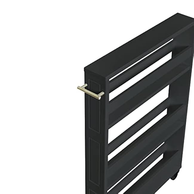 MUSEHOMEINC Compact Space Kitchen Pantry,3-Tier Kitchen Removable Storage Cart, Slim Slide Out Rolling Pantry Shelf for Narrow Spaces£¨Black£©-KjTsIdZK