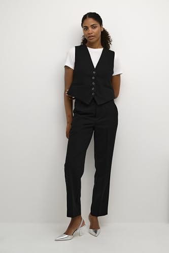 KAFFE Weste KAsakura Damen Weste mit 5 Knöpfe Anzugweste V-Ausschnitt Business Freizeit Damenweste Black Deep 40