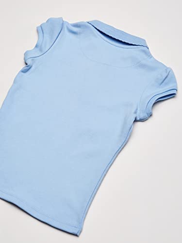 IZOD Girls' School Uniform Short Sleeve Interlock Polo, Light Blue, 4