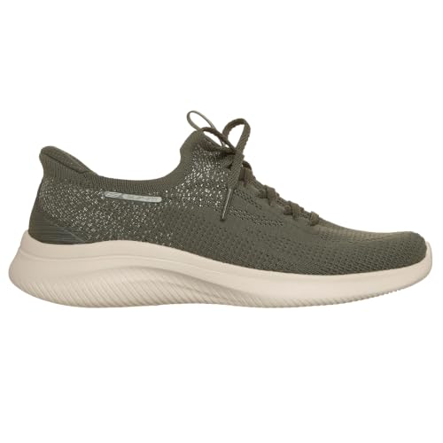Skechers Femme Ultra Flex 4.0 Baskets, Olive Knit Trim, 41 EU