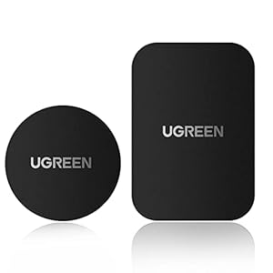 UGREEN メタルプレート マグネット プレート スマホ 金属プレート 薄い 粘着固定 3Ｍ製 両面テープ 車載ホルダー 貼替用 丸と四角 2枚セット