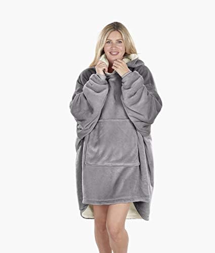 Oversized Hoodie Blanket Women Ultra Plush Fleece with Soft Sherpa Reversible Warm Cosy Comfy Wearable Hooded Giant Sweatshirt Throw for Girls Adults Men Boys Kids Big Pocket