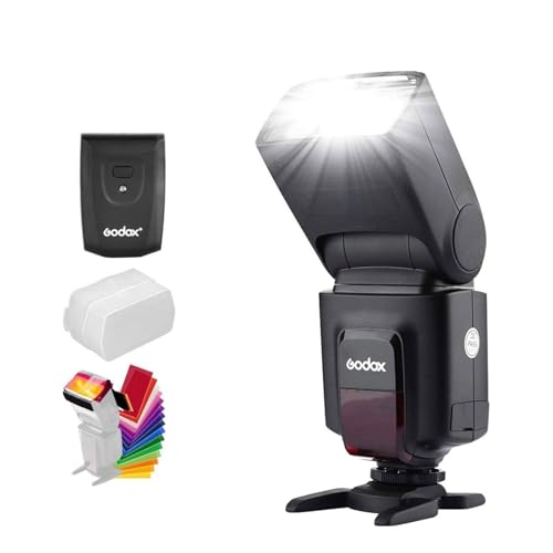 Image of Godox Wireless 433MHz GN33 Camera Flash Speedlite with Built-in Receiver with RT Transmitter Compatible for Canon Nikon Sony Olympus Pentax Fuji DSLR Cameras with Diffuser + Filters